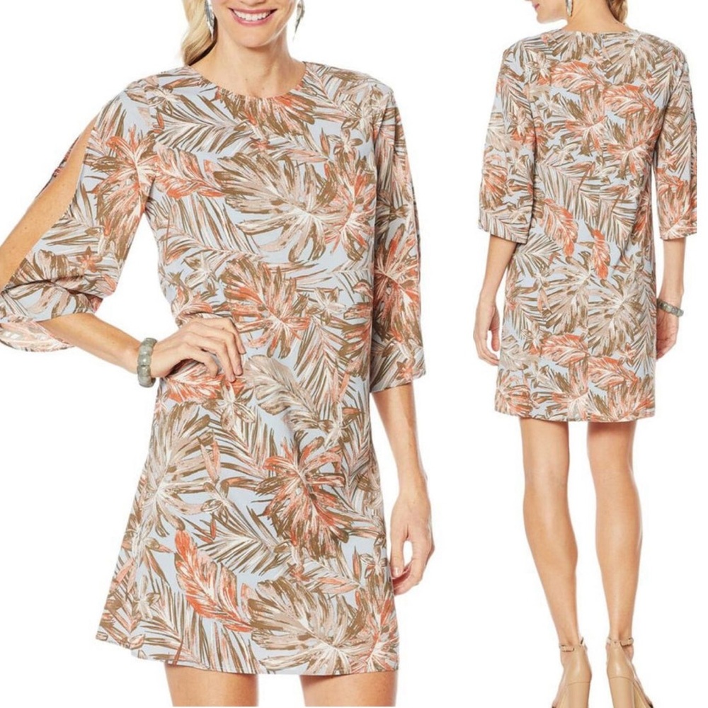 G By Giuliana NEW Women's Slit Sleeve Lined Tropical Printed Floral‎ Shift Dress